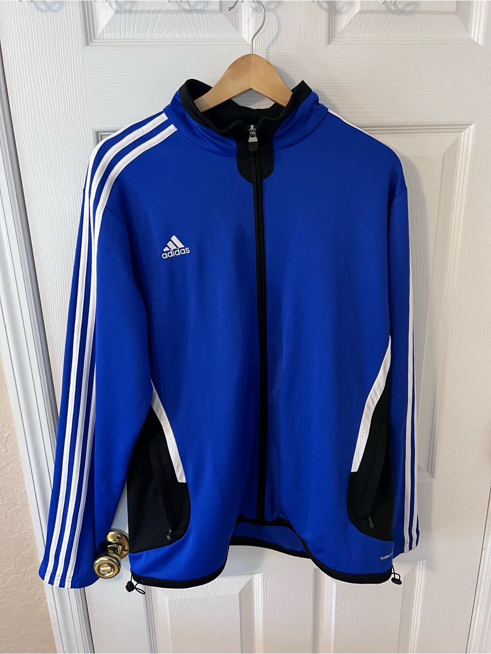 adidas Trio 11 Track Jacket Royal Blue and White Three-Stripe Full Zip Soccer XL